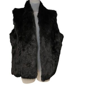 Garnet Hill Black Faux Fur Vest Size Large